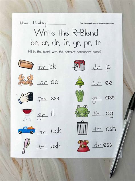 R Blends Worksheets Pdf R Blend Words Worksheets Free Printable