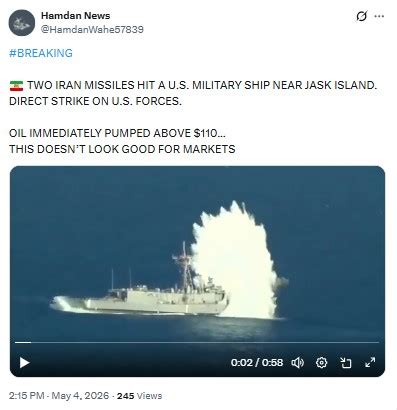 Video Does Not Show U.S. Warship Targeted by Two Iranian Missiles