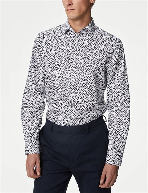 Buy Regular Fit Easy Iron Pure Cotton Print Shirt at Marks & Spencer