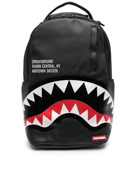 Sprayground Shark Teeth-print Zip-up Backpack in Black for Men | Lyst