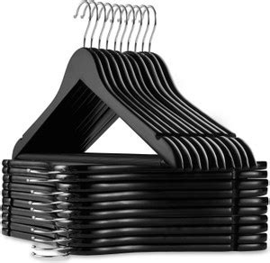 Ginoya Brothers Wooden Black Smooth Finish Coat Hanger Wooden Coat Pack ...