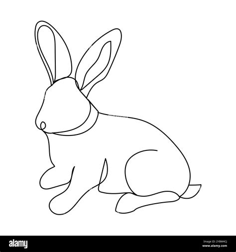 Bunny rabbit in continuous line art drawing style. Hare black linear ...