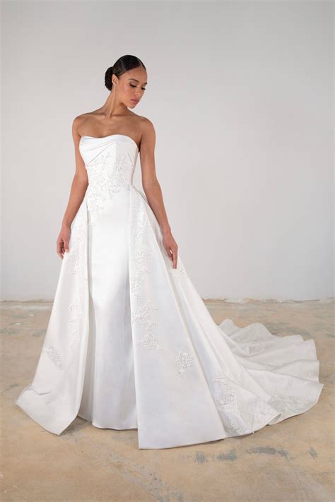 Strapless Fit-and-Flare and Overskirt | Kleinfeld Bridal