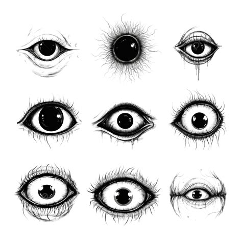 Creepy Eye Illustrations Set, Halloween Scary Eyeball Collection, Scary ...