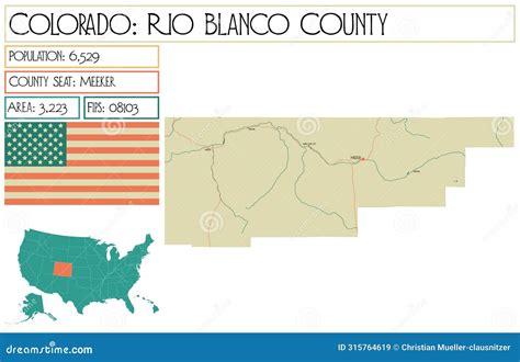 Map of Rio Blanco County in Colorado USA Stock Vector - Illustration of ...