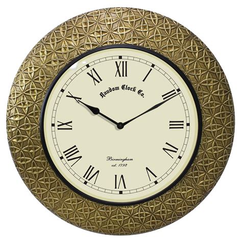 Buy RANDOM Embossed Brass Antiqe Wooden Designer Wall Clock (18 Inches ...