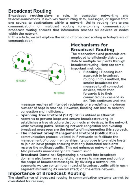Broadcast Routing in Computer Networks: Mechanisms and Importance - Studocu