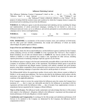 Fillable Online INFLUENCER MARKETING AGREEMENT TEMPLATE Fax Email Print ...