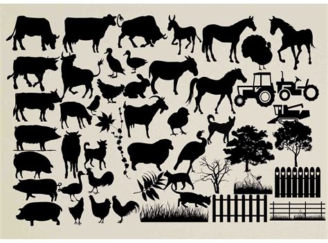 Silhouette Of Farm Animals