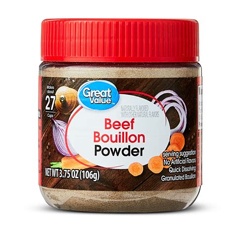 Great Value Beef Bouillon Powder 3.75oz Jar Shelf Stable, Salty Savory ...