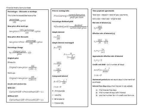 Financial Maths Formulas 的图像结果