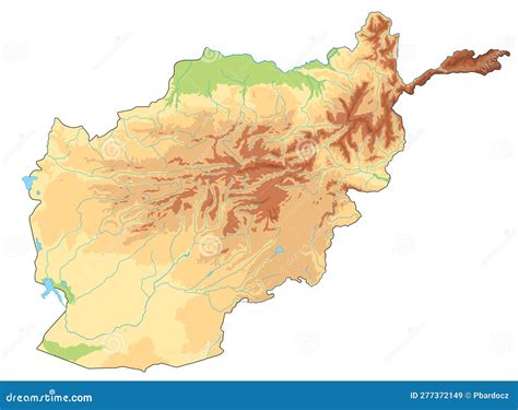 Detailed Afghanistan Physical Map. Stock Vector - Illustration of afghanistan, organ: 277372149