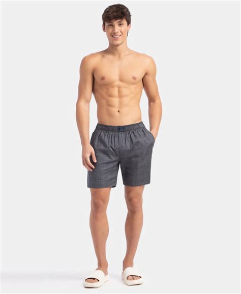 Buy Tencel Lyocell Cotton Checkered Boxer Shorts with Side Pockets ...
