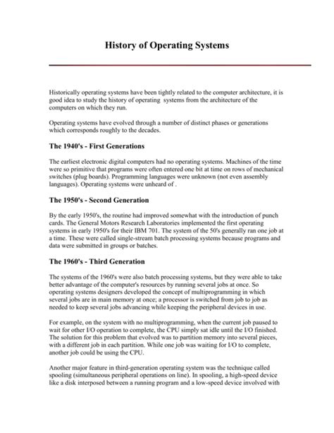 Image result for Operating System History