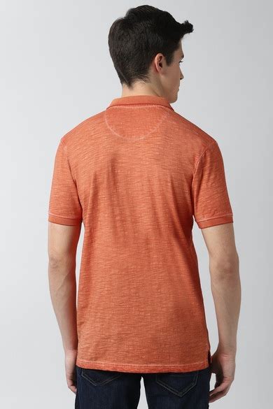 Buy Men Orange Solid Polo Neck Collar T-shirt Online - 574384 | Peter ...