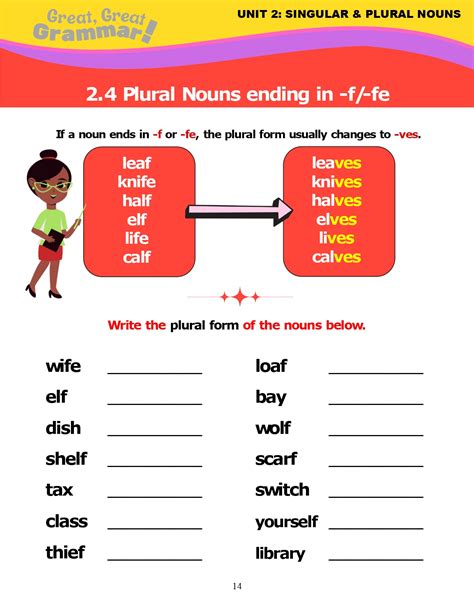 ESL Grammar: PLURAL NOUNS ending in -f/-fe - Stickyball ESL Lessons