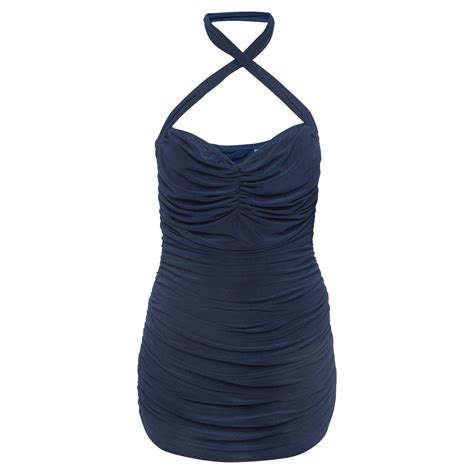 Norma Kamali Navy Blue Gathered Jersey Bill Mio Swimsuit XL For Sale at ...