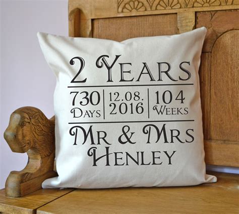 a white pillow with two years printed on it