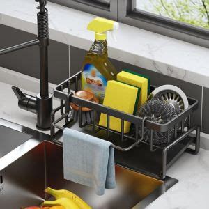 Kanhom Kitchen Sink Draining Rack Sponge Holder | Rustproof 304 Steel ...