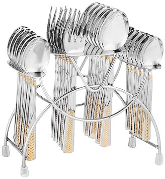 FnS Midas Premium Stainless Steel 24 Karat Gold Plated Cutlery Set, 24 ...