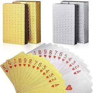 Bluedeal 2 in 1 Gold and Silver Card Deck of Waterproof Cards, Flexible ...