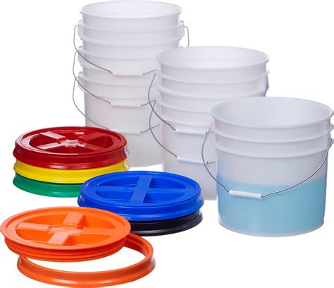 Amazon.com: Consolidated Plastics 5 Gallon White Food Grade Buckets ...