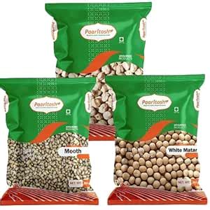 Paaritosh Combo Pack of Kabuli Chana,Moth Matki and White Peas Chemical ...