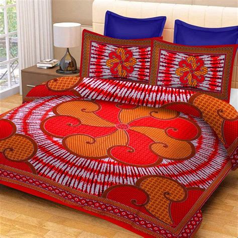 Colour Fly Royal Rajasthani King Size Double Bed Sheet with 2 Pillow ...