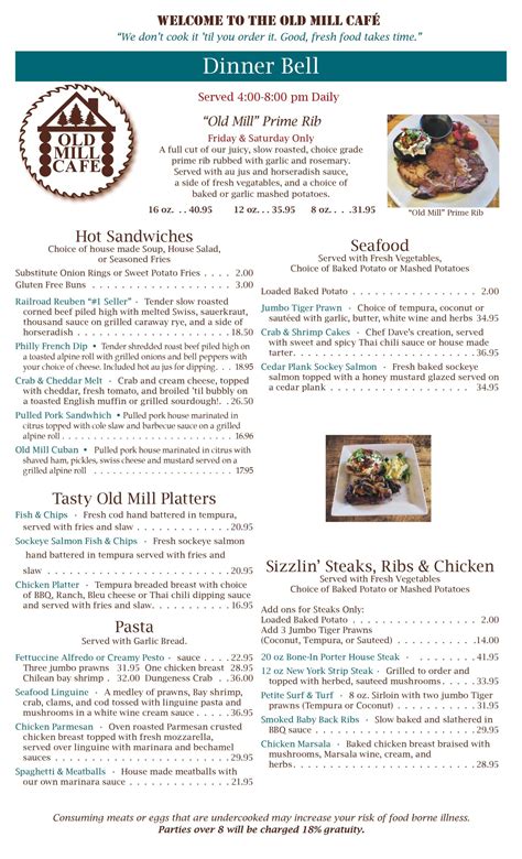 The Old Mill Menu FLOUR FREE MENU The Old Mill