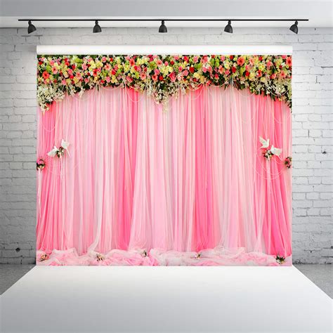 Bridal Wedding Photo Backdrops Pink Floral Wedding Party Backgrounds ...