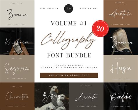 Calligraphy Fonts Bundle 1, Elegant Calligraphy Font OTF, Procreate ...