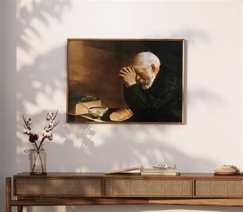 Man Praying Over Bread Wall Art by Eric Enstrom, Grace Old Man Praying Over Food Print Wall ...