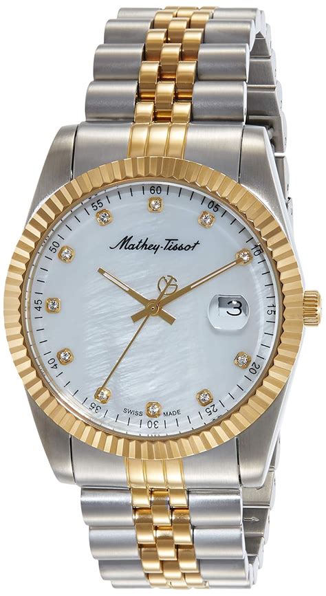Mathey-Tissot Stainless Steel Swiss Made Analog Mother of Pearl Dial ...