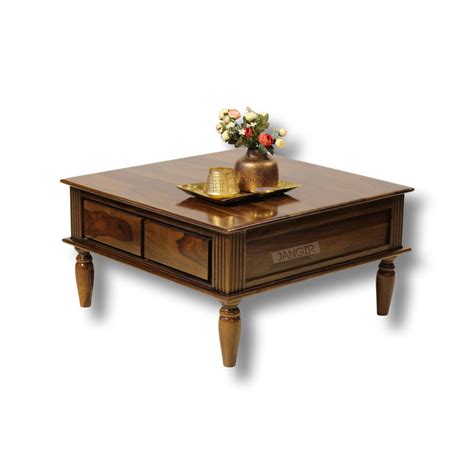 Roman Solid Wood Coffee Table with Drawers | Designer Coffee Table