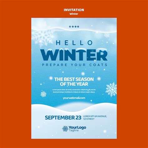 Winter season invitation template | Free PSD