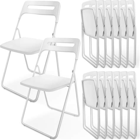 Amazon.com: Menkxi 12 Pack White Plastic Folding Chair Foldable Chairs ...