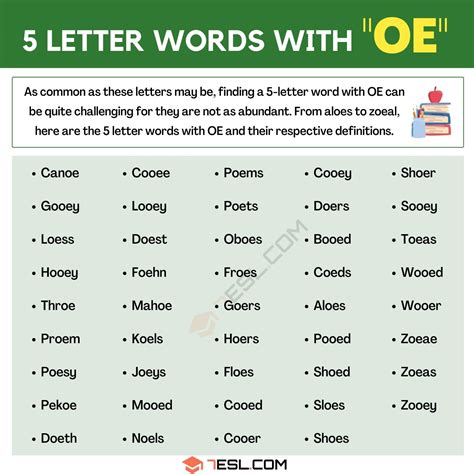 O 5 Letter Words