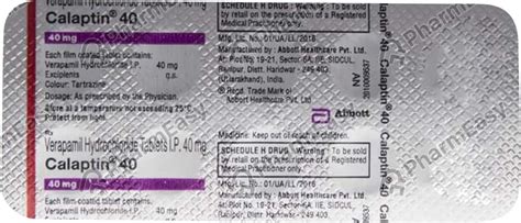 Buy Calaptin 40 MG Tablet (10) Online at Flat 15% OFF | PharmEasy
