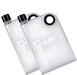 HOKiPO "DO YOUR BEST" Flat Plastic Memo Bottle Portable Water Bottle ...