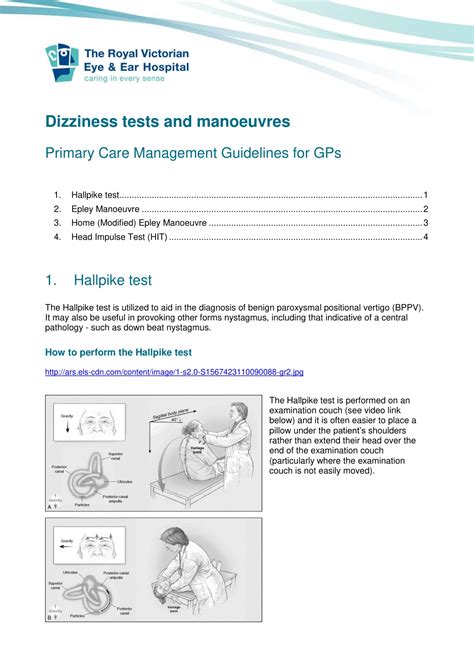 (PDF) Dizziness Tests And Manoeuvres