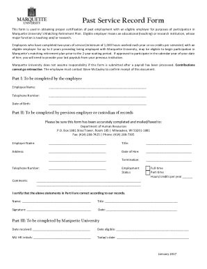 Fillable Online Past Service Record Form Fax Email Print - pdfFiller