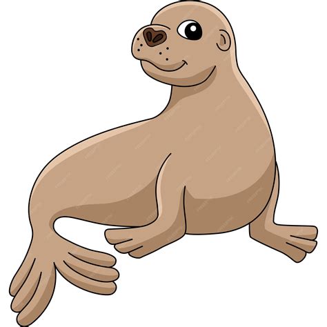 Lew morski kreskówka kolorowe ilustracje clipart | Wektor Premium