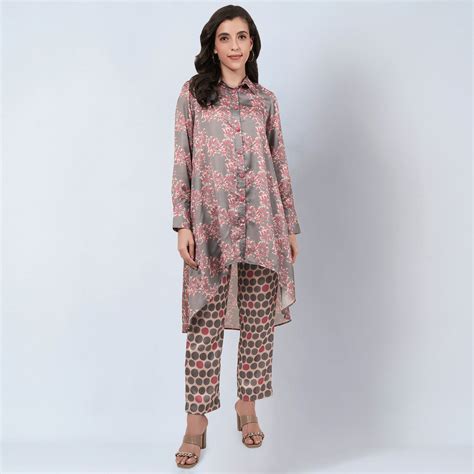 Grey and Pink Floral Combination Print Co-ordinate Set – First Resort ...