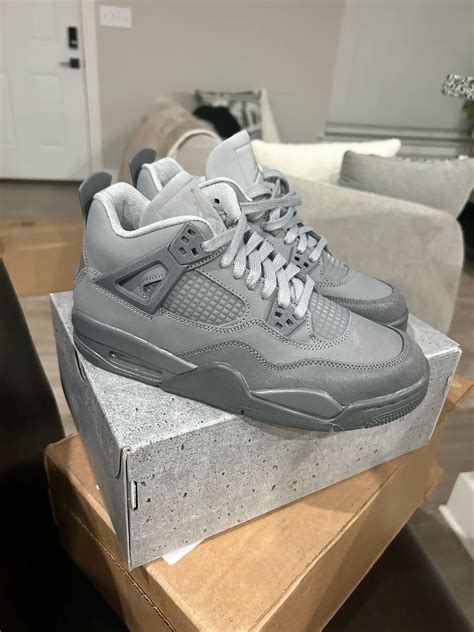 Cement grey 4s in 2025 | Jordan shoes girls, Gray and white jordans ...