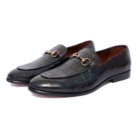 Horsebit Loafers - Croco Blk