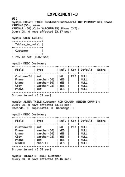 DDL Commands for MySQL: Creating and Modifying Tables - Studocu