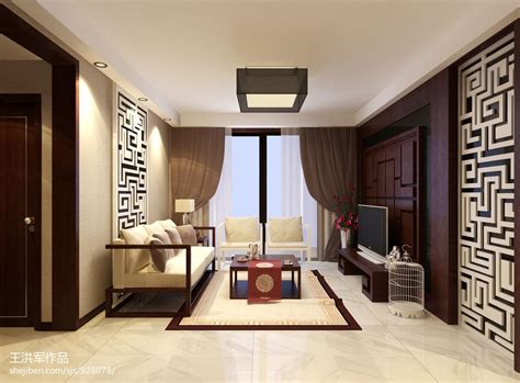 新中式客厅窗帘装修效果图 – 设计本装修效果图