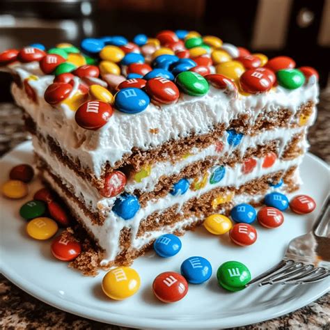 Ultimate M&M Ice Cream Sandwich Cake: Delicious No-Bake Treat