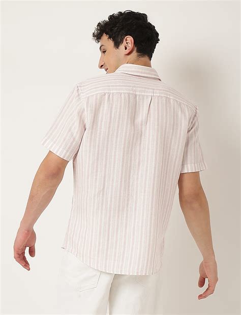 Buy Cotton Mix Striped Spread Collar Shirt at Marks & Spencer