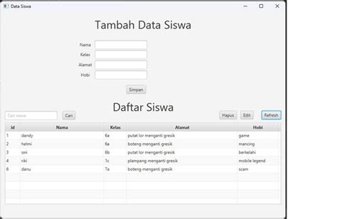 JavaFX Crud 的图像结果